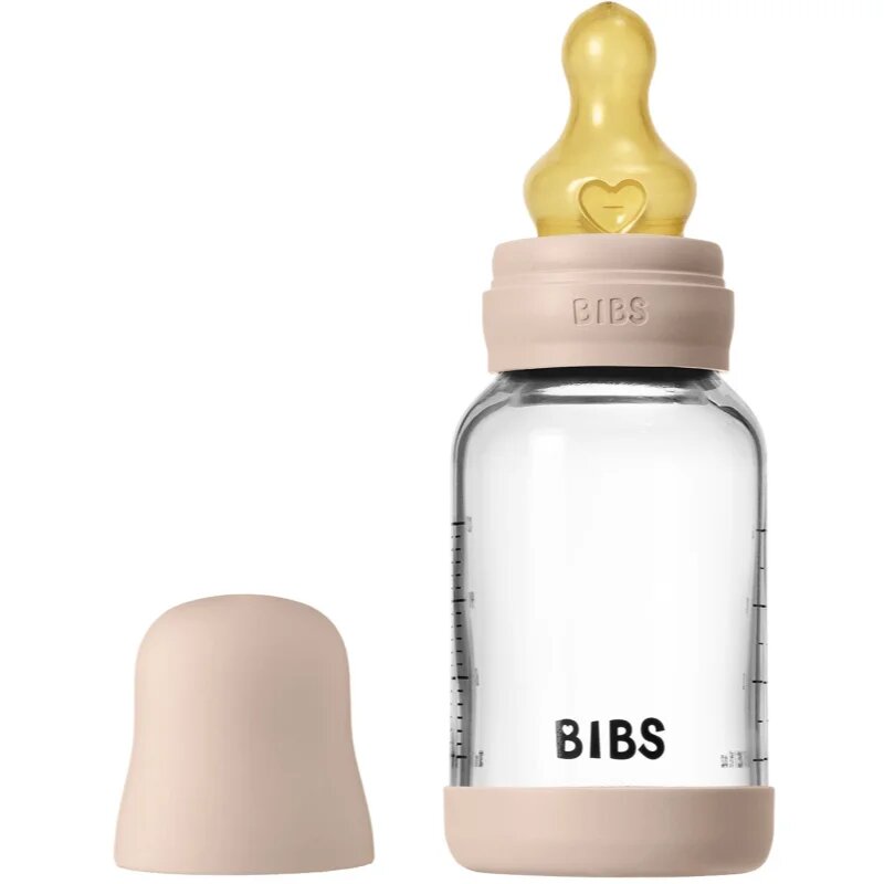 BIBS Baby Glass Bottle Round Latex antikoliková láhev Blush 1 ks