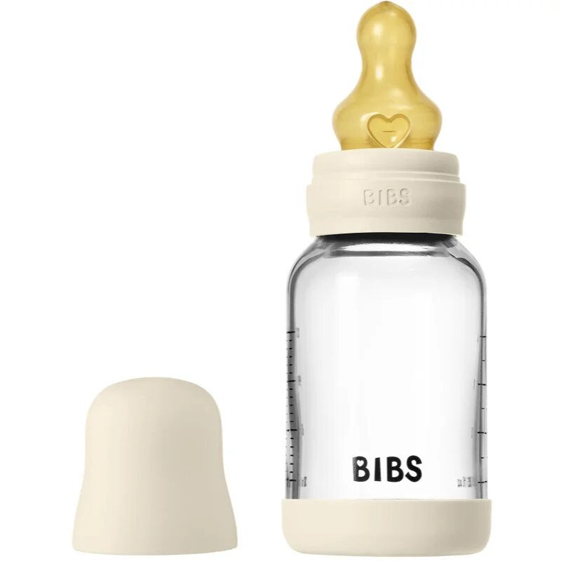 BIBS Baby Glass Bottle Round Latex antikoliková láhev Ivory 1 ks