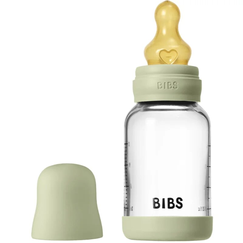 BIBS Baby Glass Bottle Round Latex antikoliková láhev Sage 1 ks