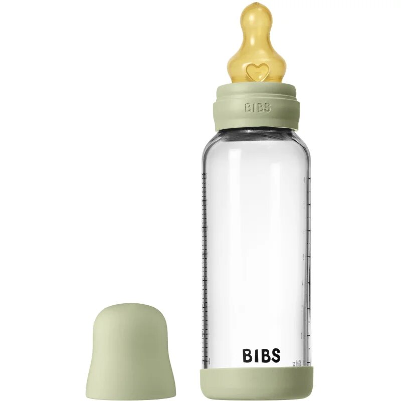 BIBS Baby Glass Bottle Round Latex antikoliková láhev Sage 1 ks