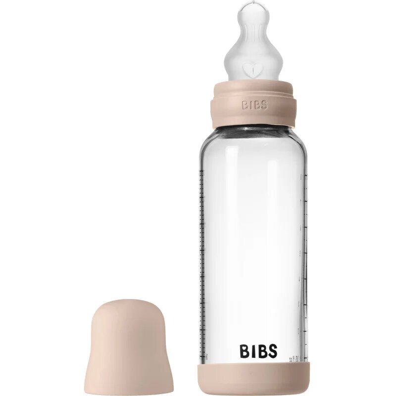 BIBS Baby Glass Bottle Silicone antikoliková láhev se silikonovým pítkem Blush 1 ks