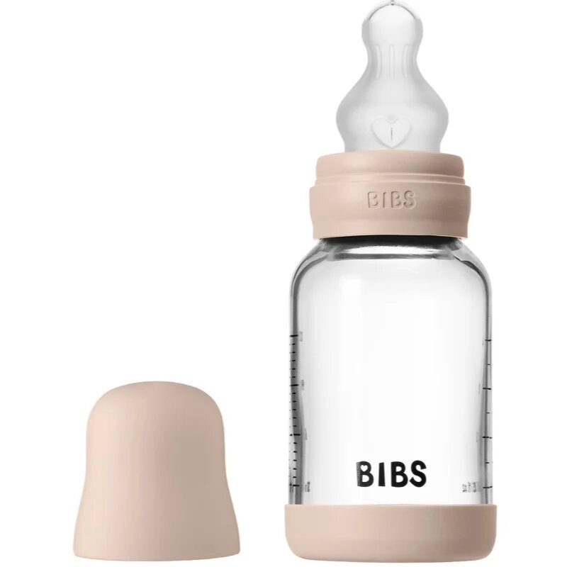 BIBS Baby Glass Bottle Silicone antikoliková láhev se silikonovým pítkem Blush 1 ks