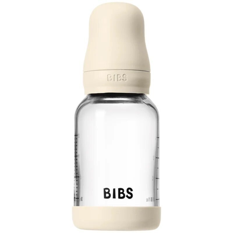 BIBS Baby Glass Bottle Silicone antikoliková láhev se silikonovým pítkem Ivory 1 ks