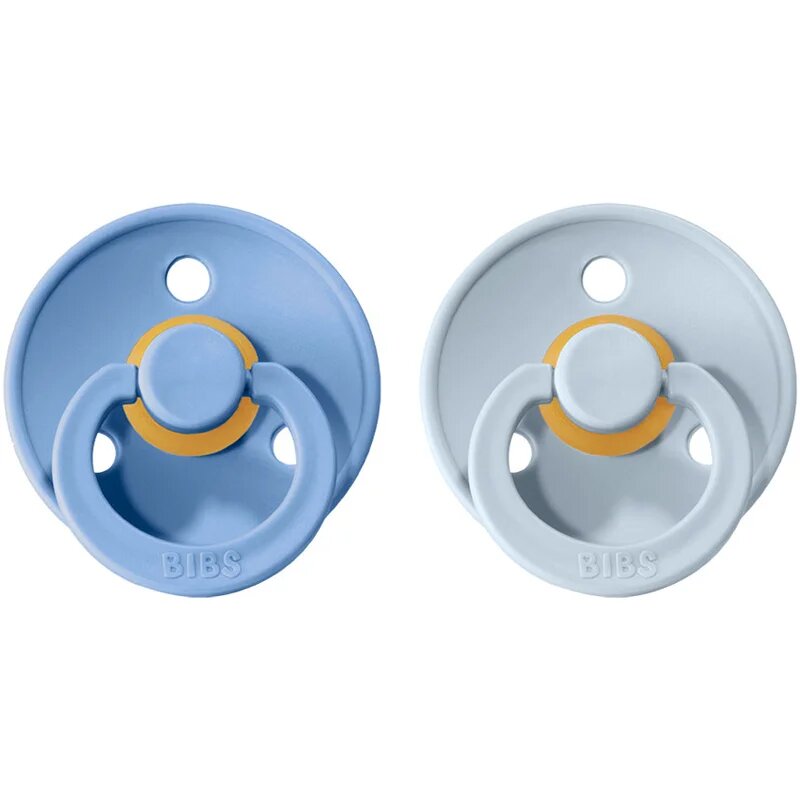 BIBS Colour Natural Rubber Size 2: 6+ months dudlík Sky Blue / Baby Blue 2 ks