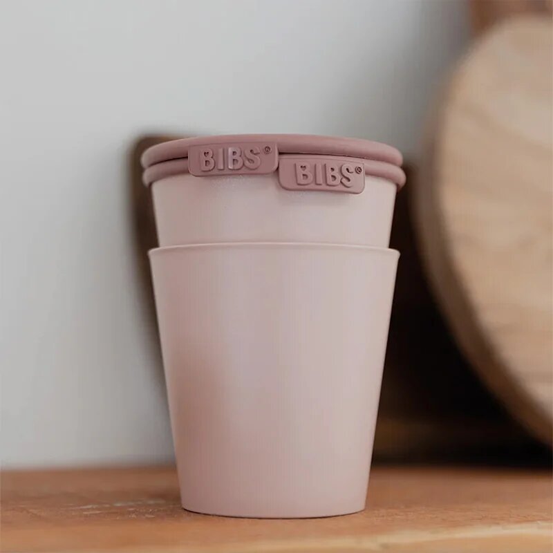 BIBS Cup Set hrnek s víčkem Blush 2 ks