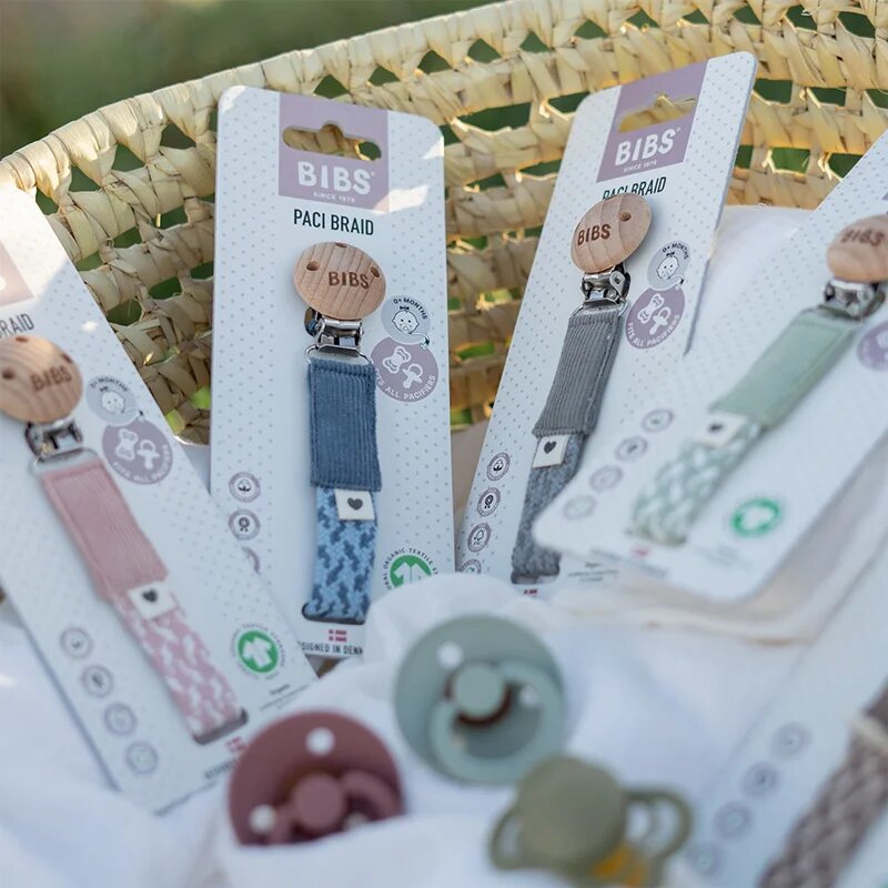 BIBS Paci Braid klip na dudlík Petrol / Baby Blue 1 ks