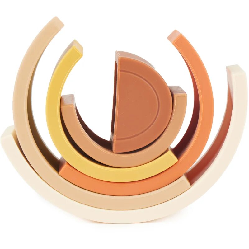 Bieco Silicone Rainbow skládací duha 12 m+ Chocolate Bliss 6 ks