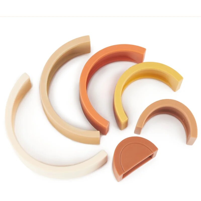 Bieco Silicone Rainbow skládací duha 12 m+ Chocolate Bliss 6 ks