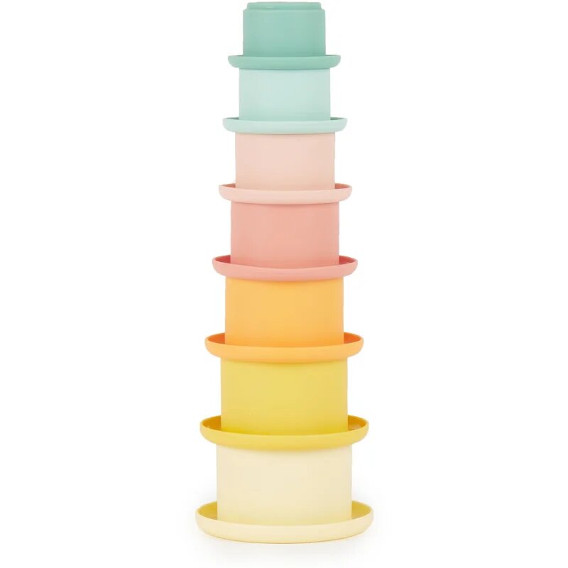 Bieco Silicone Stacking Cups Tropical Vibes stohovací kelímky 12 m+ 7 ks