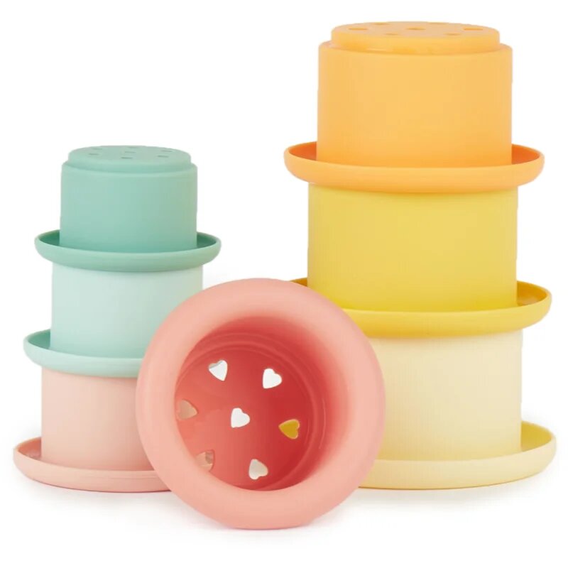 Bieco Silicone Stacking Cups Tropical Vibes stohovací kelímky 12 m+ 7 ks