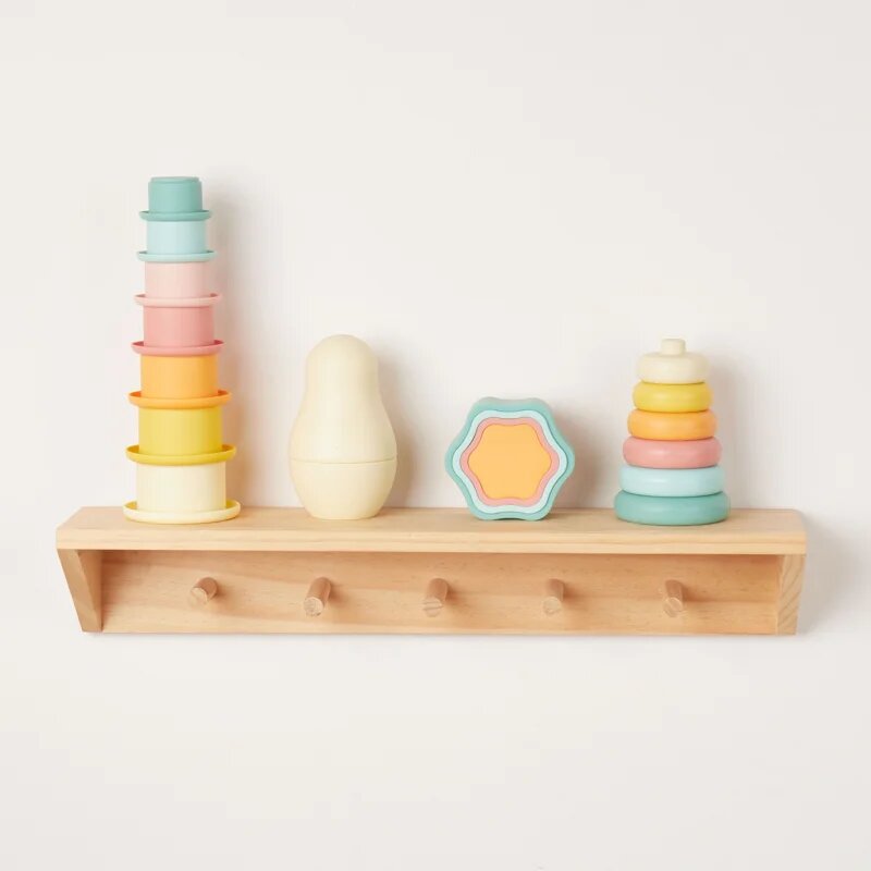 Bieco Silicone Stacking Cups Tropical Vibes stohovací kelímky 12 m+ 7 ks