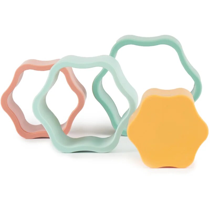 Bieco Silicone Stacking Tower Flower aktivity hračka 12 m+ Tropical Vibes 4 ks