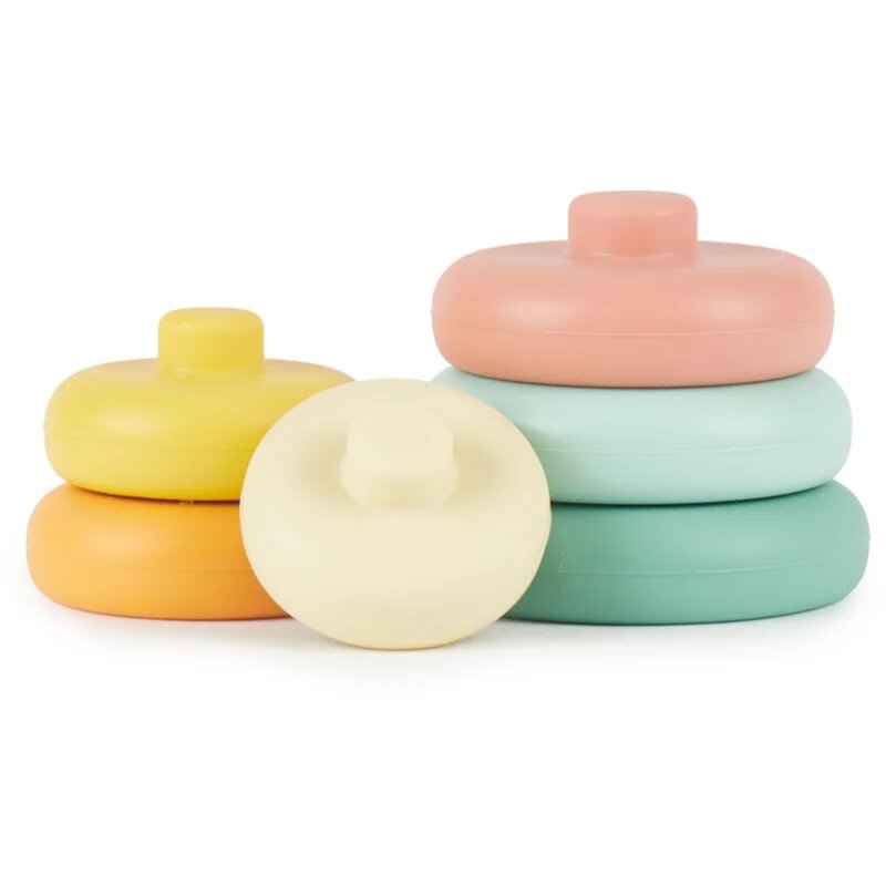 Bieco Silicone Stacking Tower Tropical Vibes nasazovací kroužky 12 m+ 6 ks