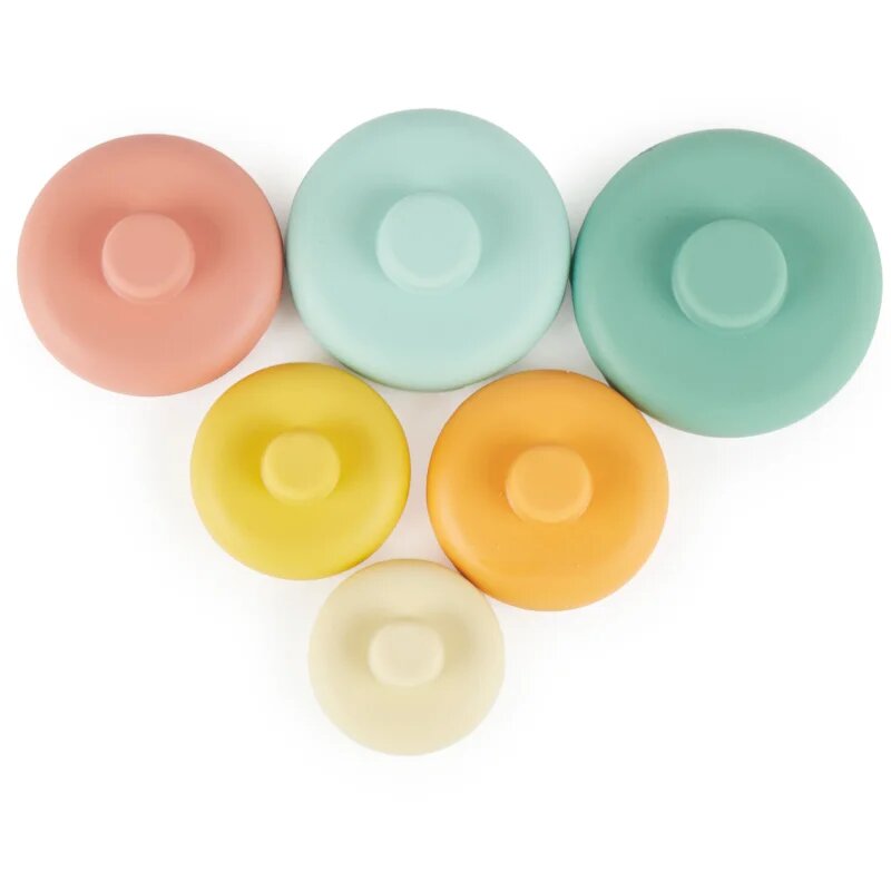 Bieco Silicone Stacking Tower Tropical Vibes nasazovací kroužky 12 m+ 6 ks