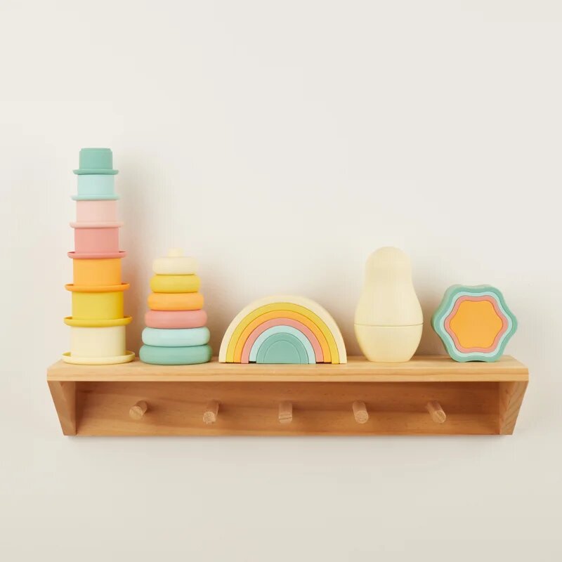 Bieco Silicone Stacking Tower Tropical Vibes nasazovací kroužky 12 m+ 6 ks