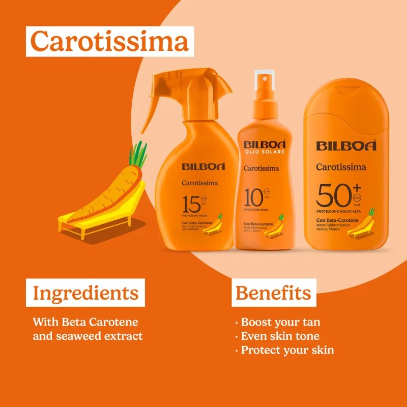 Bilboa Carotissima Crema opalovací mléko s betakarotenem SPF 20 200 ml