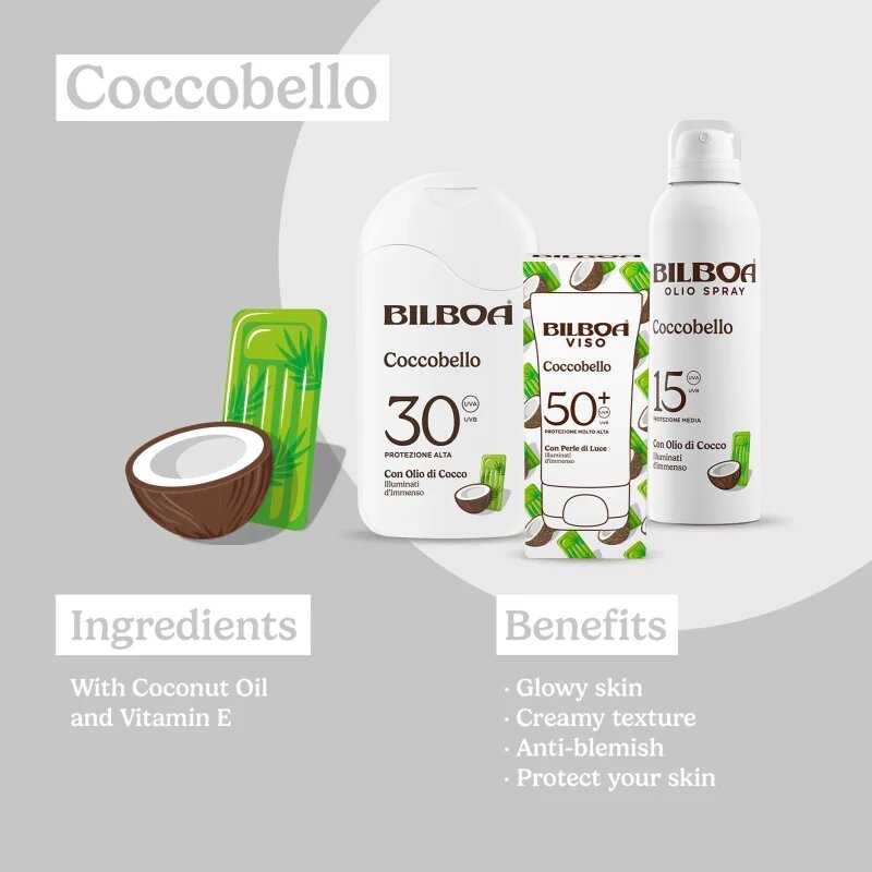 Bilboa Coccobello Trigger opalovací sprej s kokosovým olejem SPF 20 250 ml
