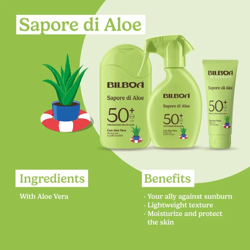 Bilboa Sapore di Aloe Latte opalovací mléko s aloe vera SPF 50+ 200 ml