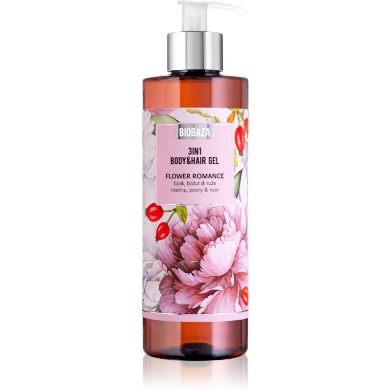 BIOBAZA 3in1 Body&Hair Gel Flower Romance šampón kondicionér a sprchový gel 3 v 1 400 ml