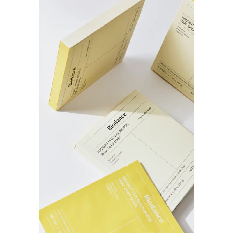 Biodance Radiant Vita Niacinamide Real Deep Mask rozjasňující pleťová maska pro sjednocení barevného tónu pleti 1 ks