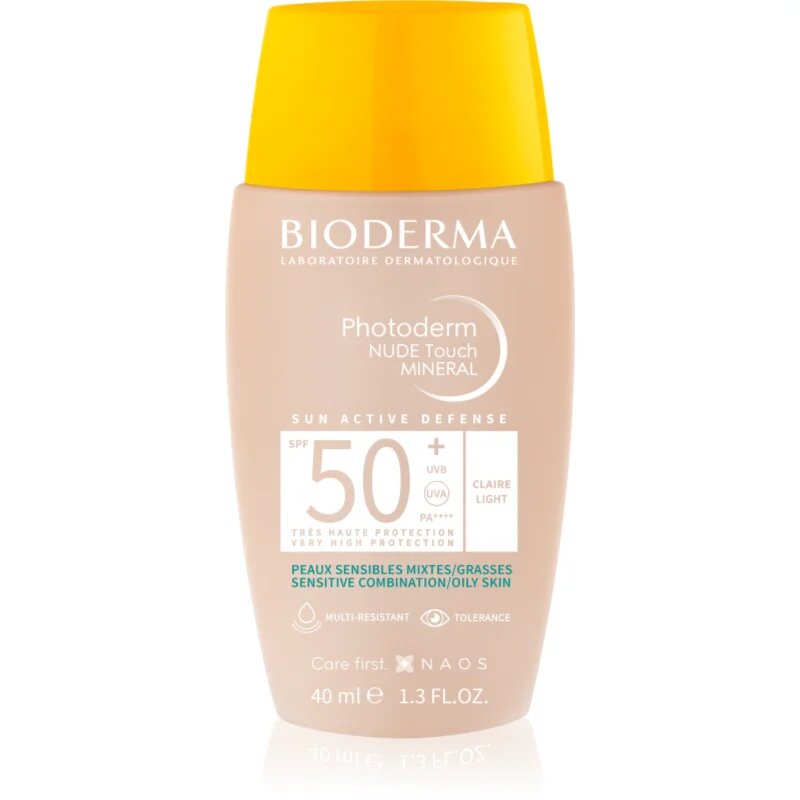 Bioderma Photoderm Nude Touch ochranný tónovaný fluid pro smíšenou až mastnou pleť SPF 50+ odstín Light Colour 40 ml