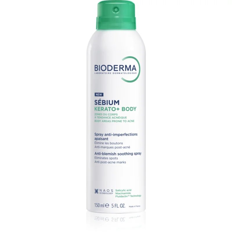 Bioderma Sébium Kerato+ Body tělový sprej proti akné začervenání a jizvám po akné 150 ml