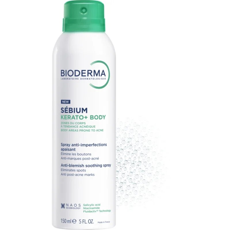 Bioderma Sébium Kerato+ Body tělový sprej proti akné začervenání a jizvám po akné 150 ml