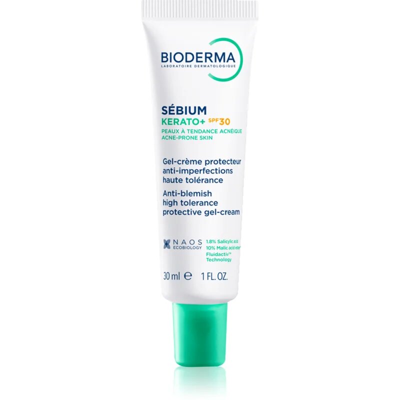 Bioderma Sébium Kerato+ SPF30 gel krém na aknózní pleť SPF 30 30 ml