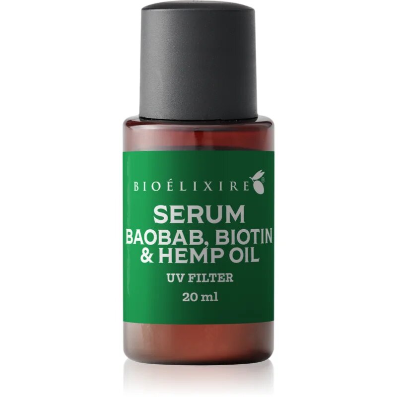 Bioélixire Serum Baobab Biotin & Hemp Oil sérum pro poškozené a křehké vlasy s UV filtrem 20 ml