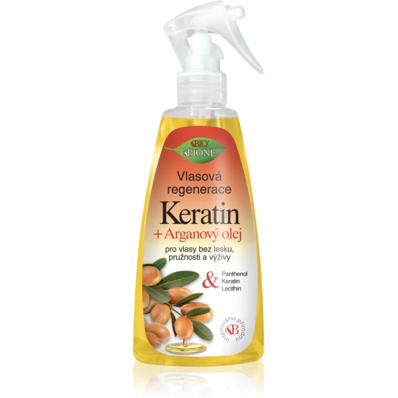 Bione Cosmetics Keratin + Arganový olej regenerační bezoplachový kondicionér na vlasy 260 ml