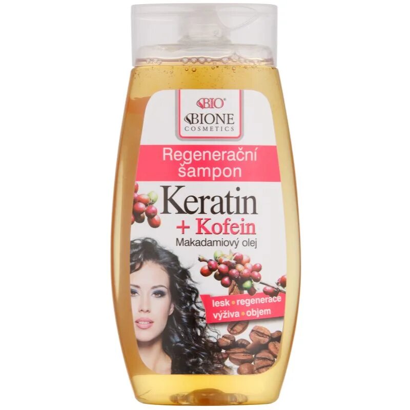 Bione Cosmetics Keratin + Kofein regenerační šampon 260 ml