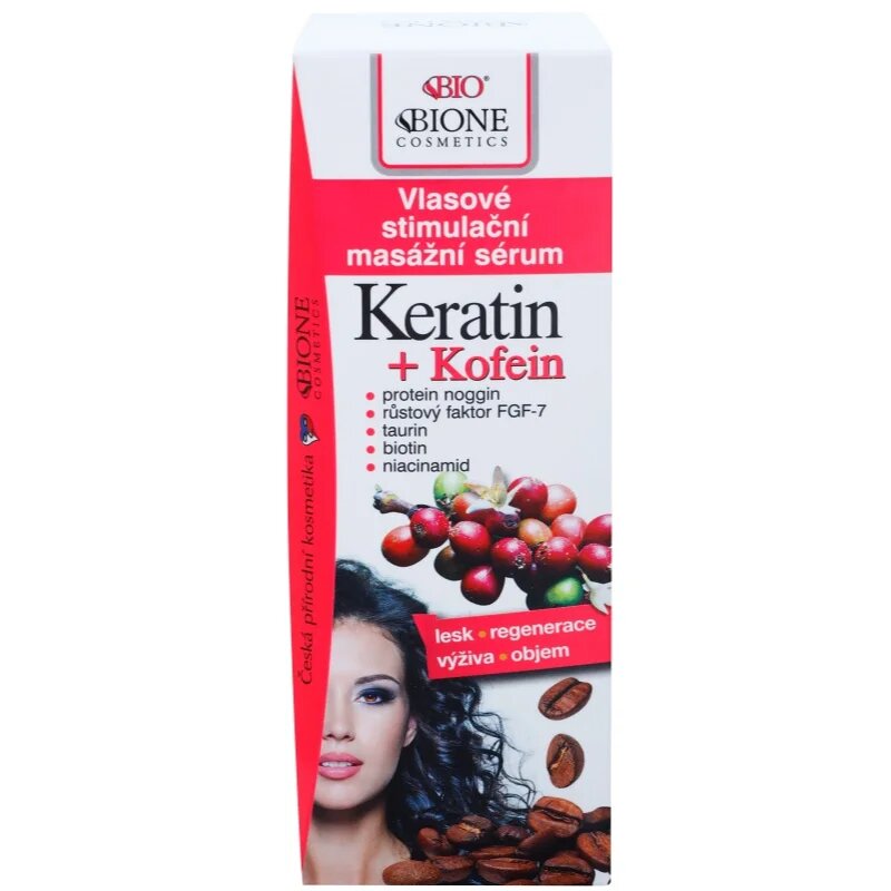 Bione Cosmetics Keratin + Kofein sérum pro růst vlasů a posílení od kořínků 215 ml