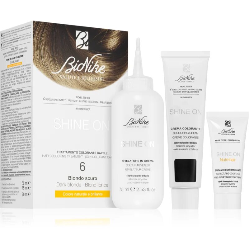 BioNike SHINE ON permanentní barva na vlasy odstín 6 Dark Blonde 1 ks
