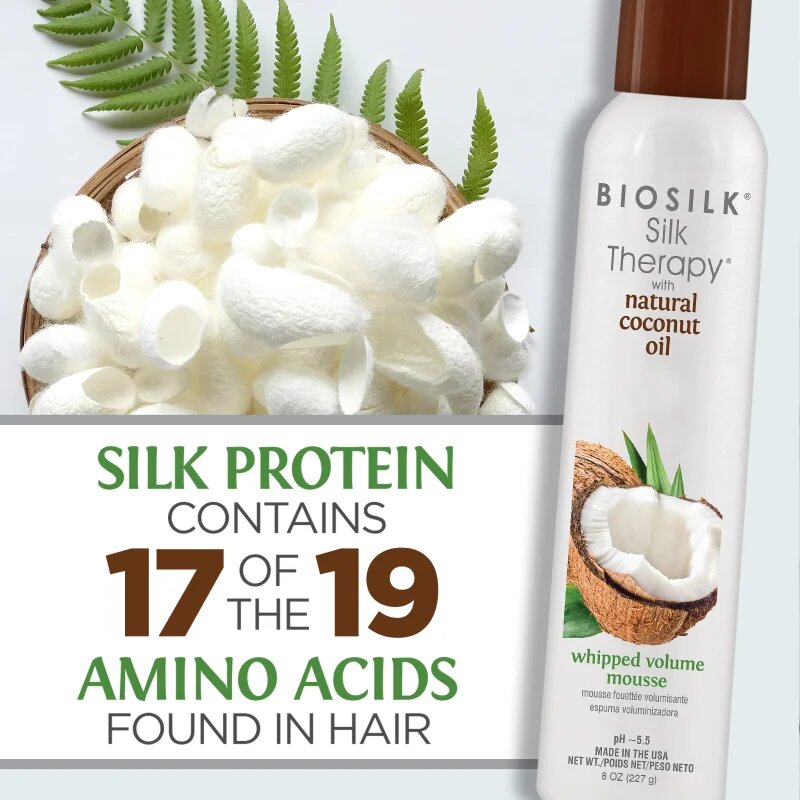 Biosilk Silk Therapy Coconut Oil Whipped Volume Mousse objemová pěna na vlasy s kokosovým olejem 227 g