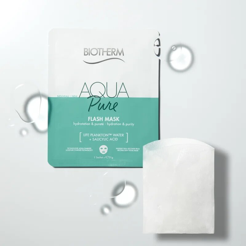 Biotherm Aqua Pure Flash Mask plátýnková maska s hydratačním účinkem pro regeneraci pleti 31 g
