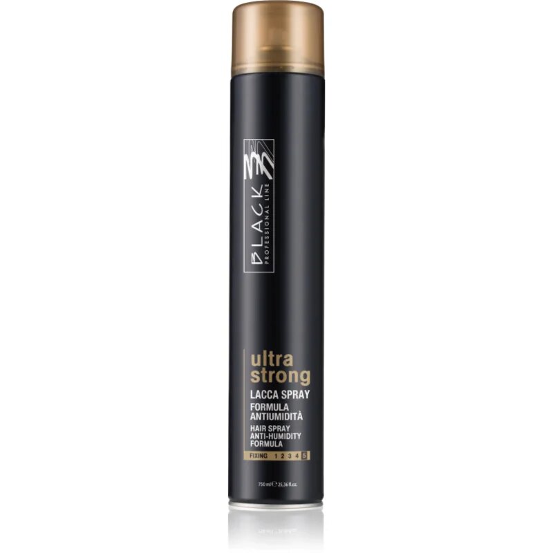 Black Professional Line Lacca Black Ultra Strong Hair Spray lak na vlasy s extra silnou fixací pro objem a lesk 750 ml