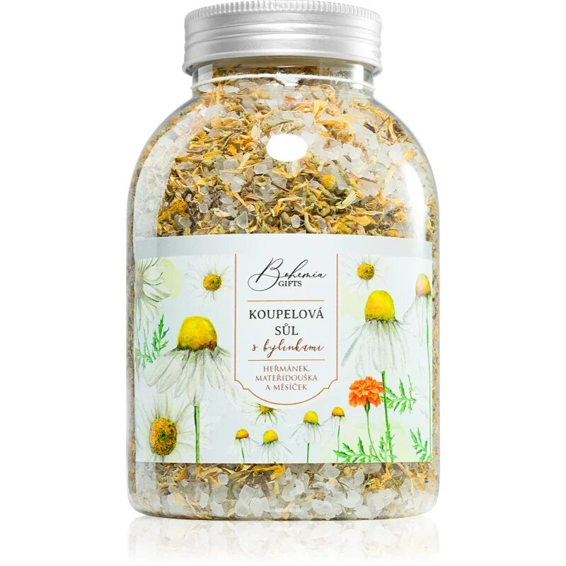 Bohemia Gifts Bohemia Natur koupelová sůl se třemi druhy bylin heřmánek měsíček mateřídouška 1200 g