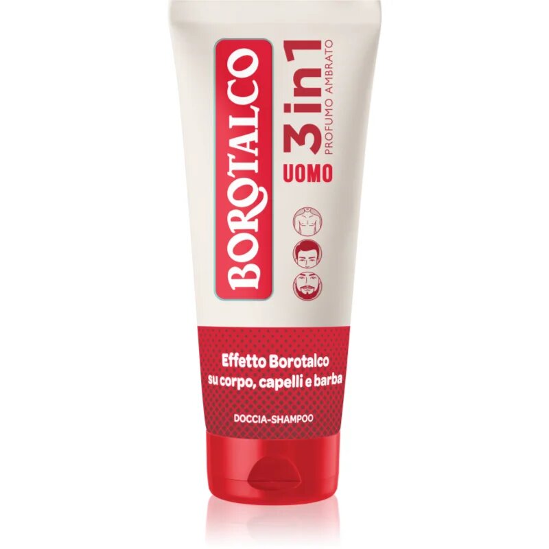 Borotalco MEN 3 in 1 sprchový gel pro muže na obličej tělo a vlasy vůně Amber 200 ml