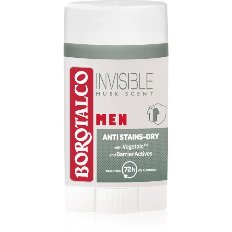 Borotalco MEN Invisible deodorant roll-on proti bílým a žlutým skvrnám pro muže vůně Musk Scent 40 ml