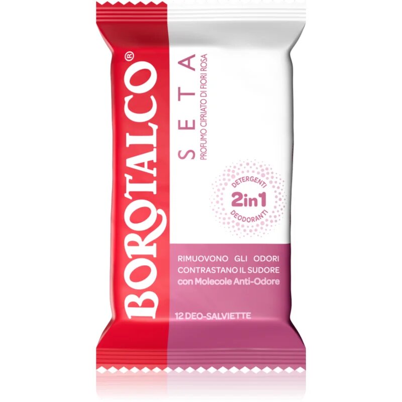 Borotalco Soft Talc & Pink Flower Deo Wipes osvěžující vlhčené ubrousky na nohy tělo a podpaží 12 ks