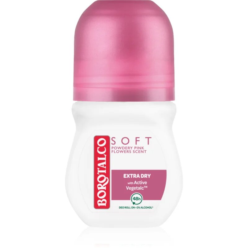 Borotalco Soft Talc & Pink Flower Talc & Pink Flower kuličkový deodorant roll-on bez alkoholu 50 ml