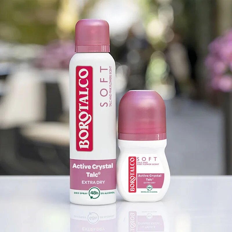 Borotalco Soft Talc & Pink Flower Talc & Pink Flower kuličkový deodorant roll-on bez alkoholu 50 ml