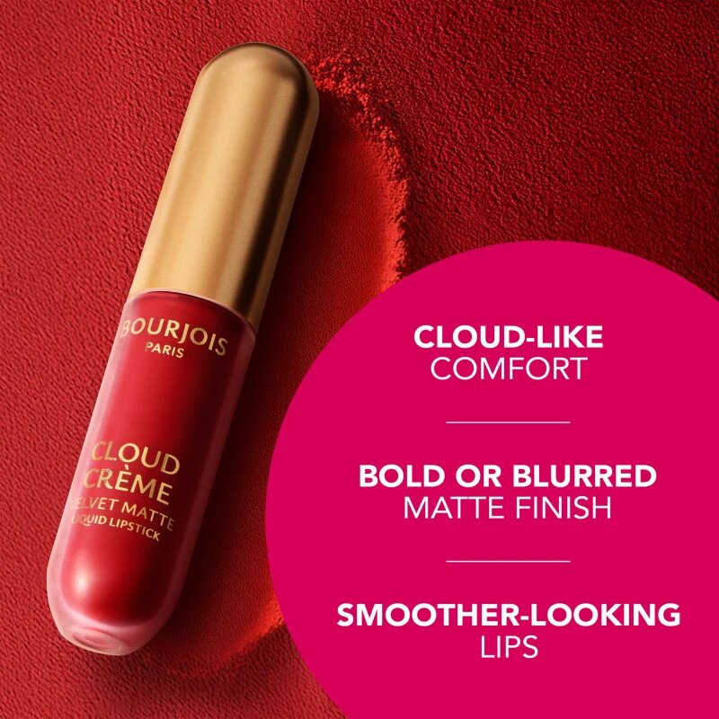 Bourjois Cloud Crème Velvet Matte ultra matující tekutá rtěnka odstín 07 Red-y or Not 3.1 ml