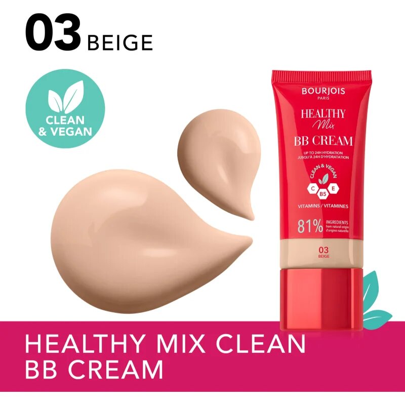 Bourjois Healthy Mix Clean & Vegan BB Cream BB krém odstín 03 Beige 30 ml