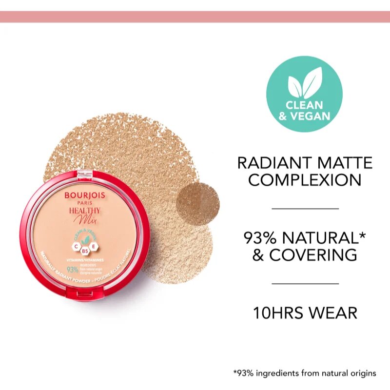 Bourjois Healthy Mix matující pudr pro zářivý vzhled pleti odstín 03 Rose Beige 10 g