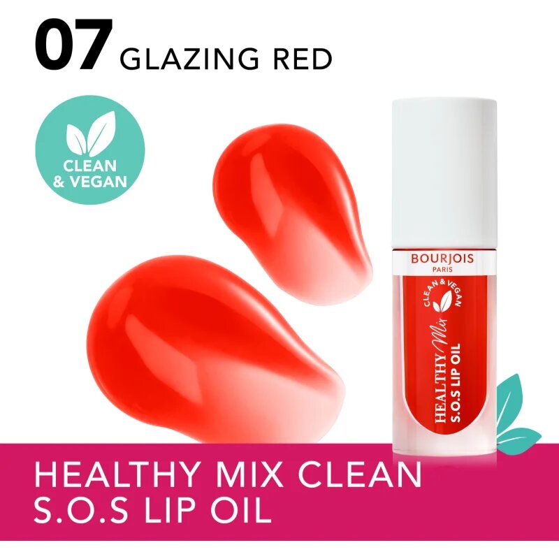 Bourjois Healthy Mix S.O.S Lip Oil olej na rty s hydratačním účinkem odstín 07 Glazing Red 4.5 g