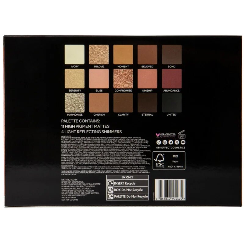 BPerfect Harmony II Shadow Palette paletka očních stínů 22.5 g