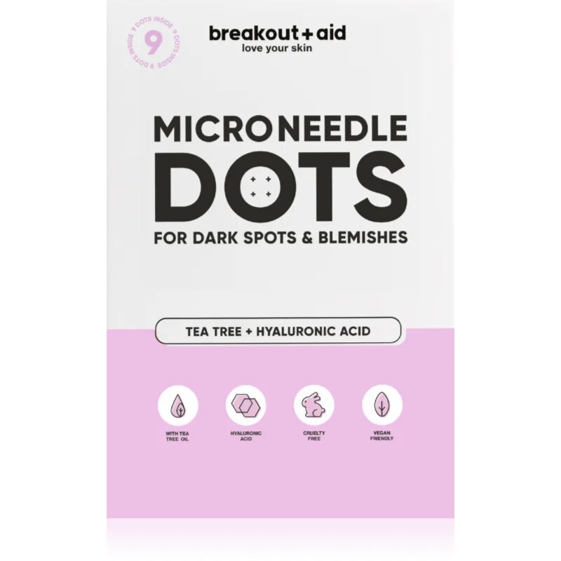 breakout + aid Microneedle Dots lokální péče s mikrojehličkami na tmavé skvrny po akné 9 ks