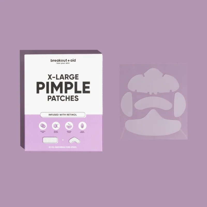 breakout + aid Pimple Patches X-Large lokální péče proti akné s retinolem 5 ks