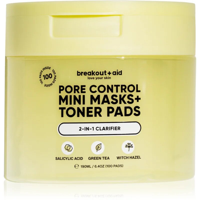 breakout + aid Pore Control Mini Masks + Toner Pads tonizační polštářky s kyselinou salicylovou 100 ks